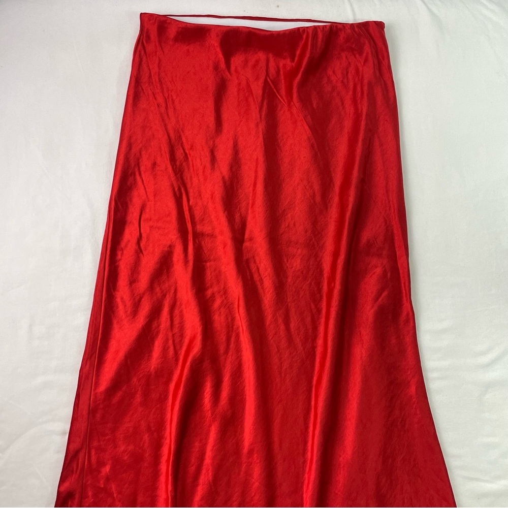 Madewell Women's Red Solid Satin Cocktail A-Line Maxi Slip Skirt NWOT size 6